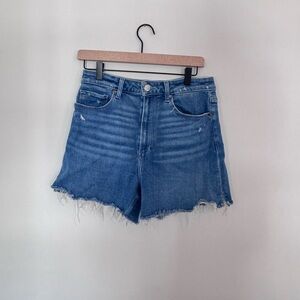 PAIGE Distressed Blue Jean Shorts